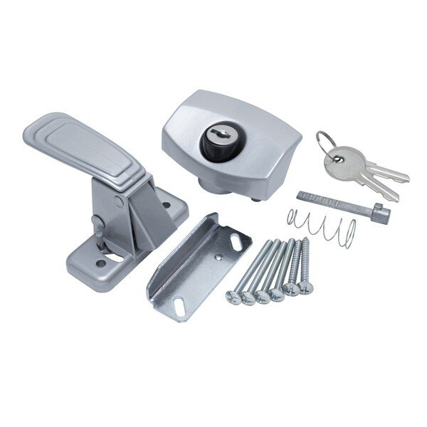 Locking Door Lock Low Pro #444, For 3/4 And 1-1/4 Door Thickness, Silver, Global, Mfr#: DL-LPL454-ALUM